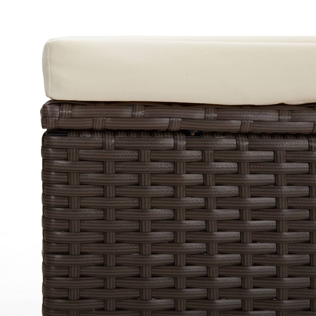 Hocker mit Kissen Schwarz 40x30x40 cm Poly Rattan
