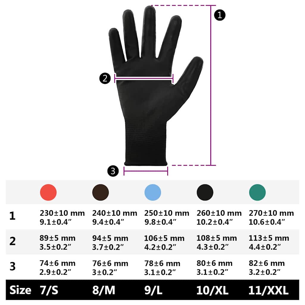 Arbeitshandschuhe 12 pcs Schwarz 7 / S Polyester