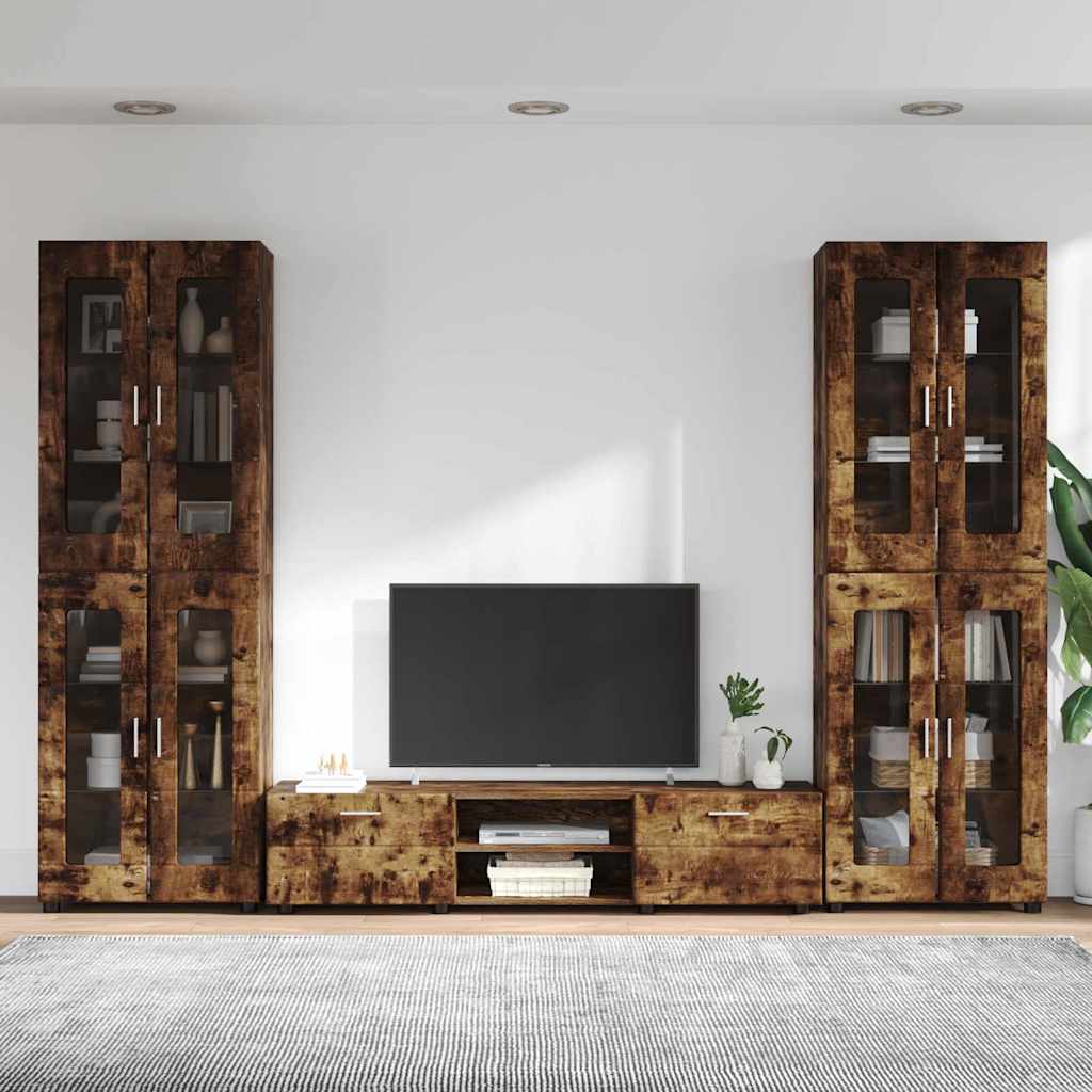 Highboard mit Regal FLORIN Weiß 60 x 35 x 182 cm Holzwerkstoff
