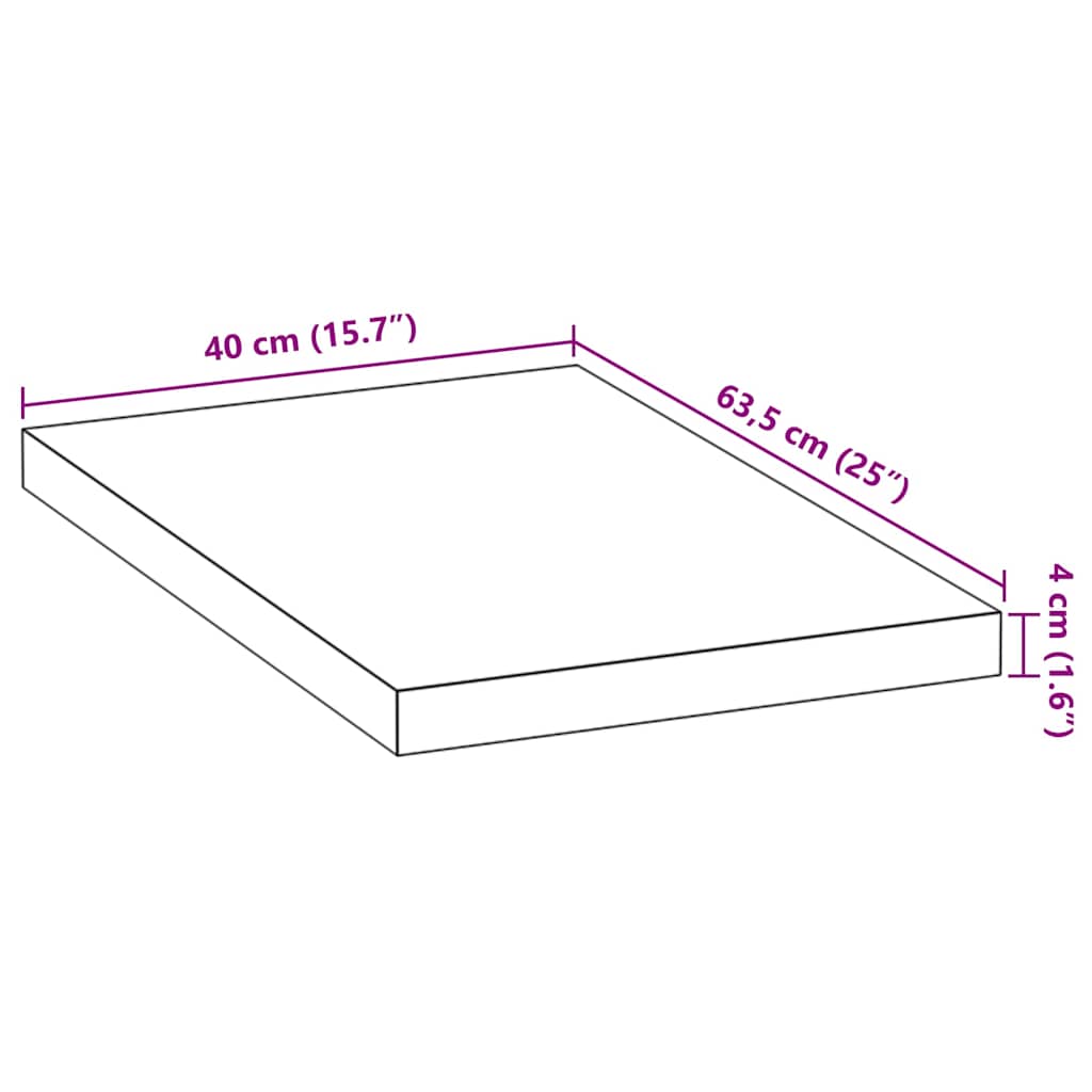 Küchenarbeitsplatte 40x63,5x2,7 cm Massivholz Eiche Rechteckig