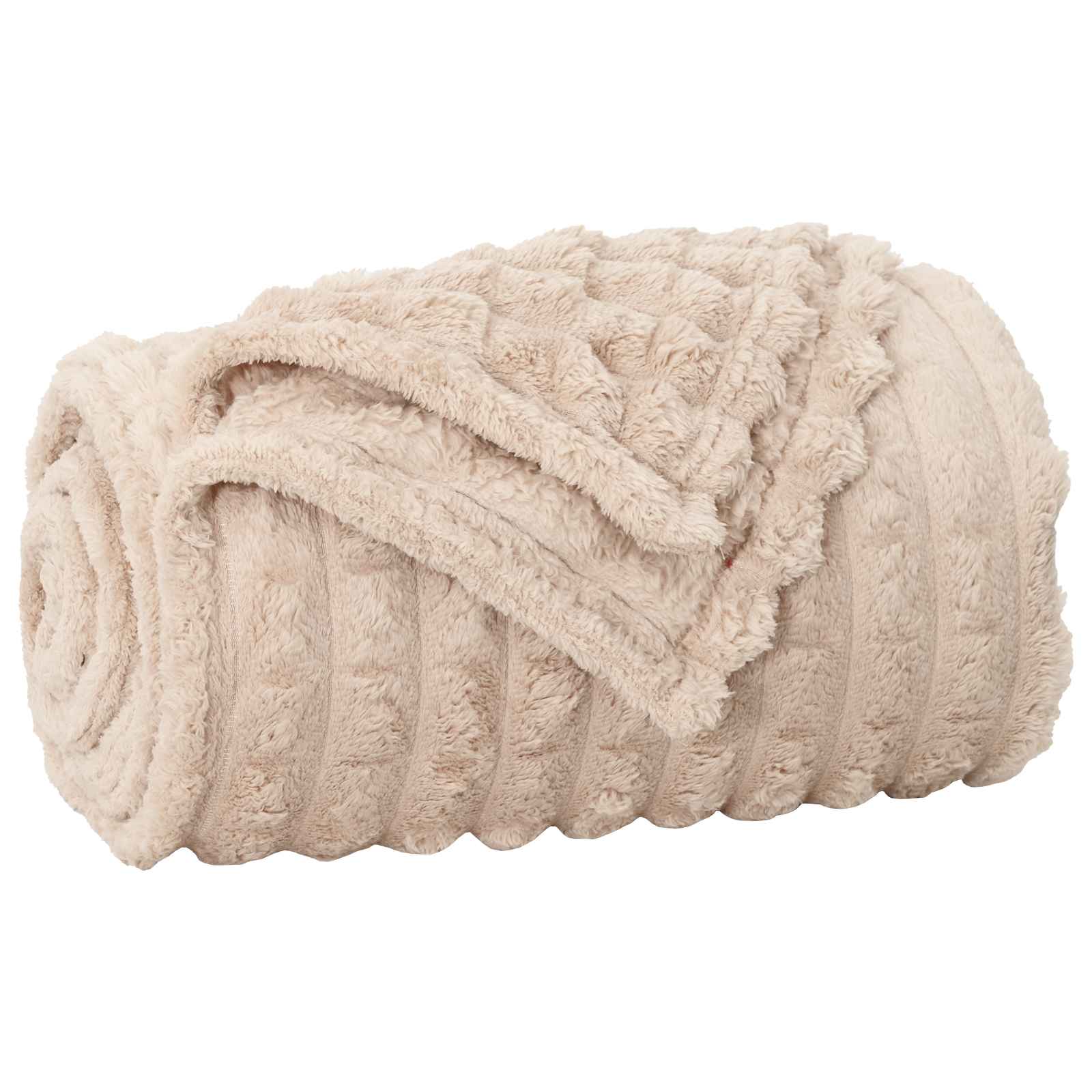 Überwurfdecke Beige 150 x 130 cm Fleece