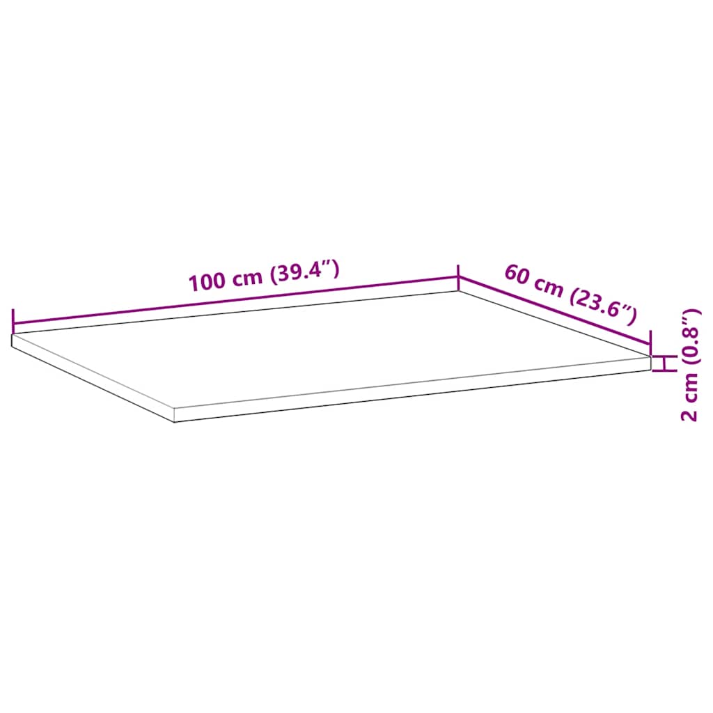 Schreibtischplatte Unbehandelt 60x50x2 cm Massivholz Akazie