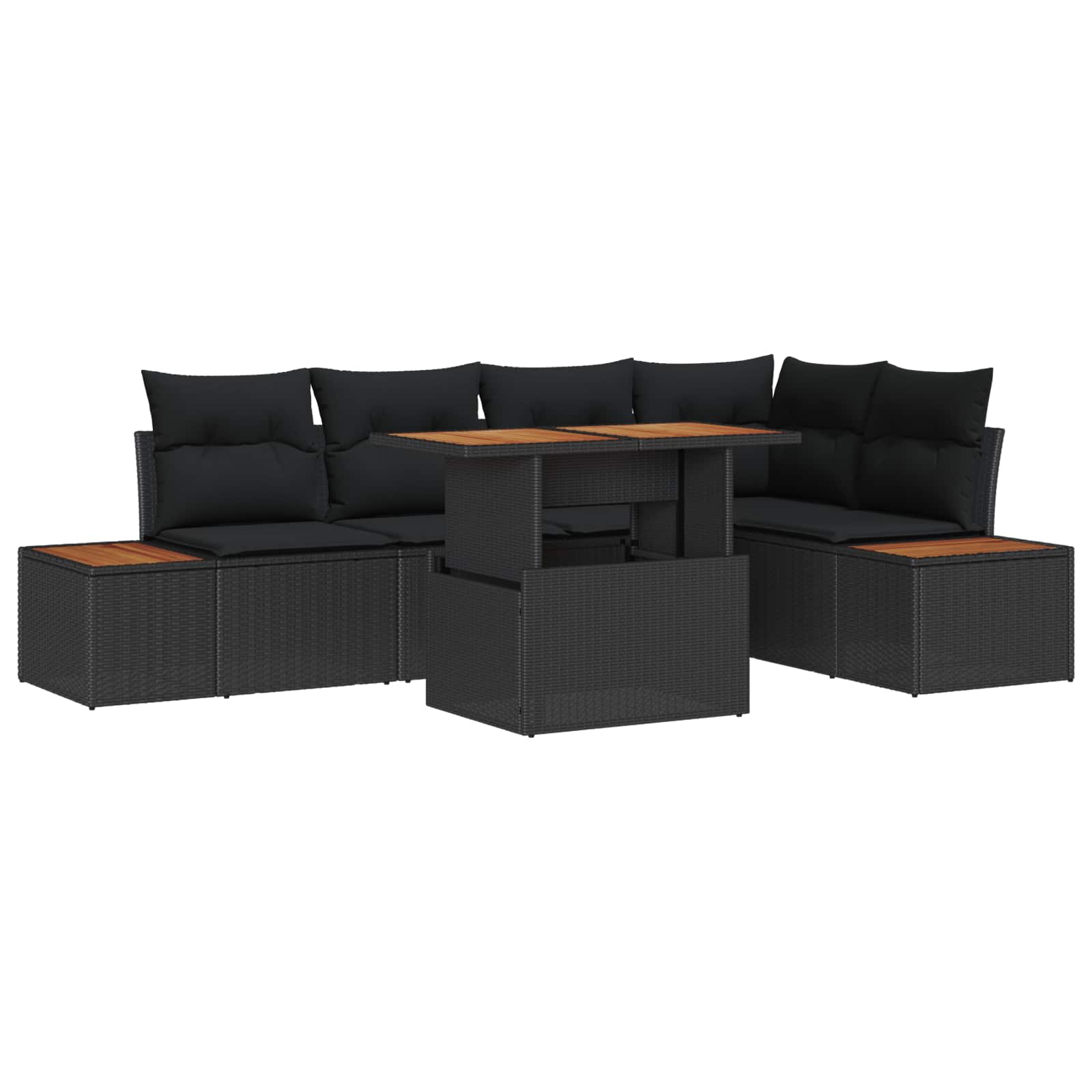 Garten Essgruppe mit Kissen 6 pcs Schwarz und Beige