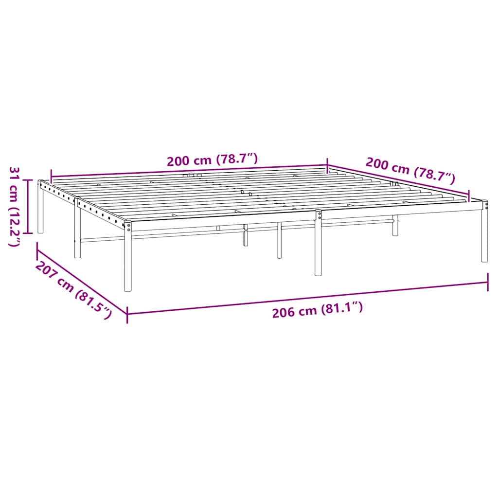 Bettgestell Metall Schwarz 75x190 cm