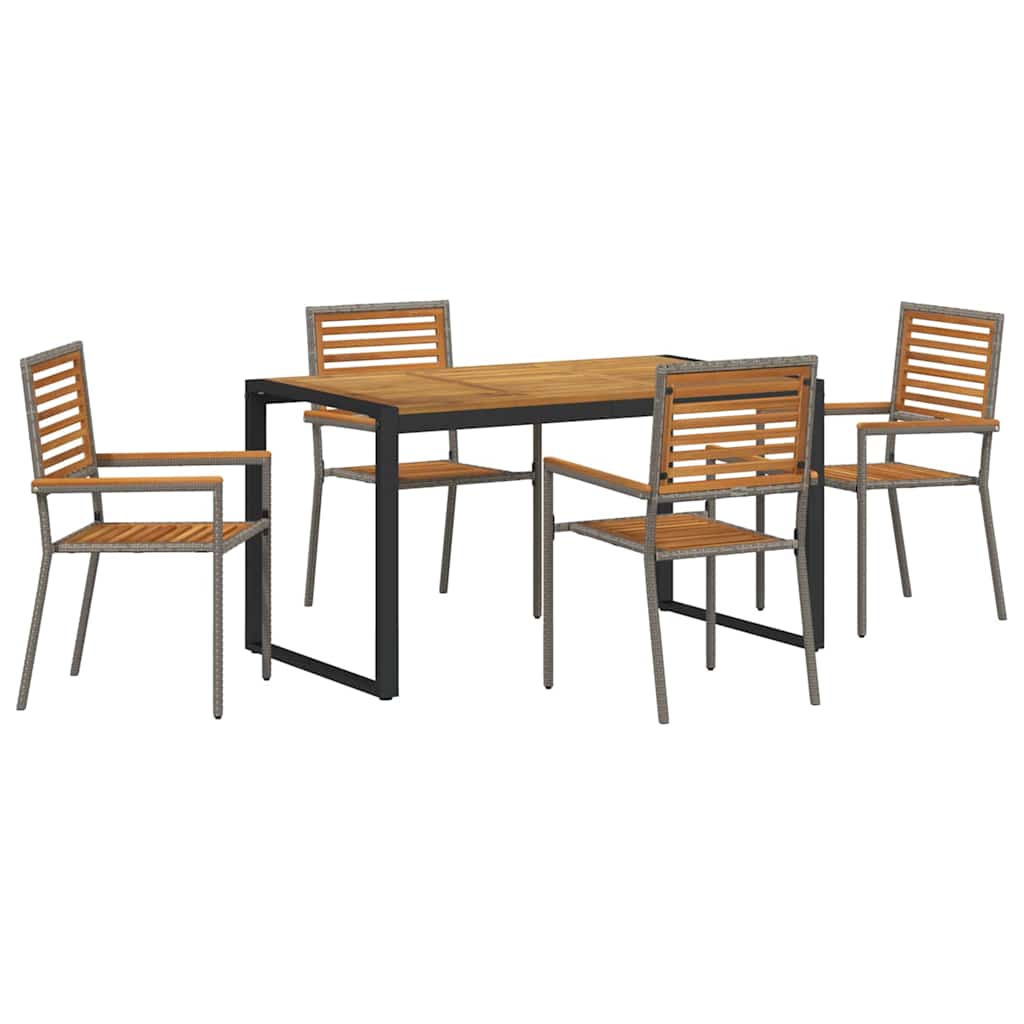 Garten Essgruppe 5 pcs Schwarz und Braun Poly-Rattan