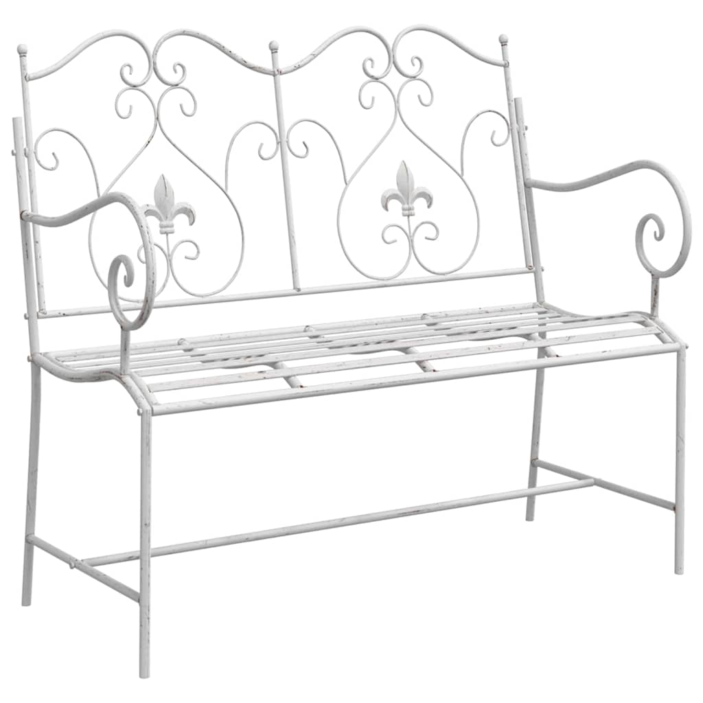Gartenbank Antik Weiß 104 x 54 x 93 cm Stahl
