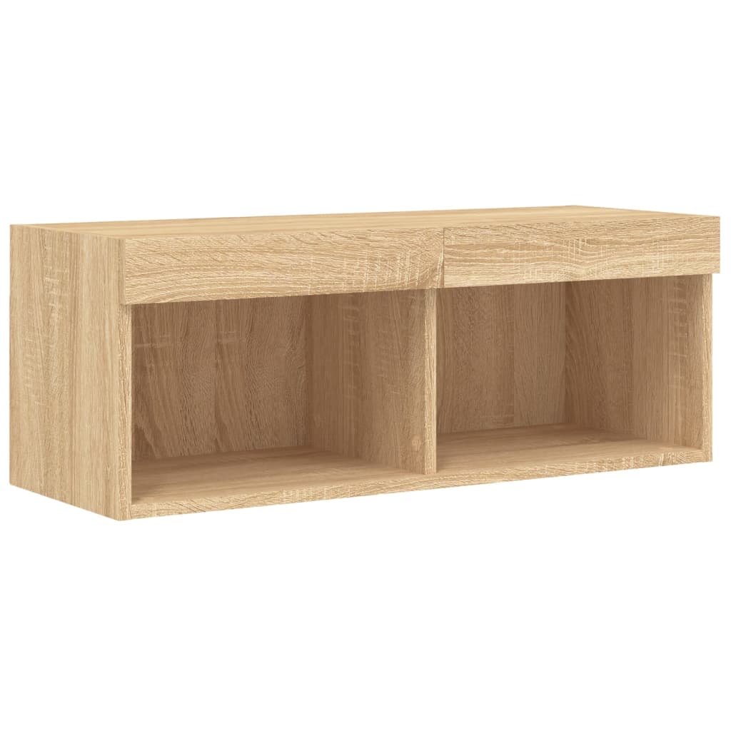 4-tlg. Wohnwand mit LED-Beleuchtung Weiß Holzwerkstoff