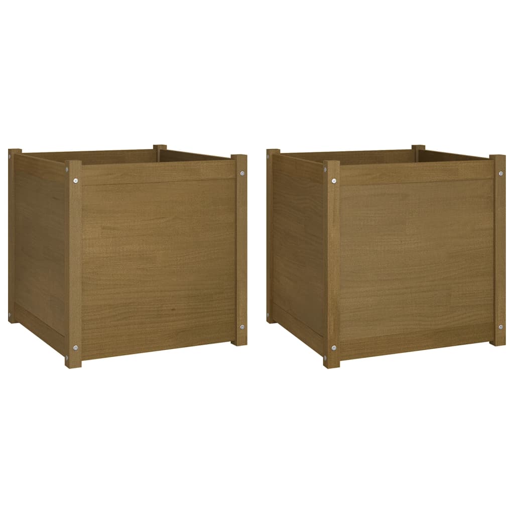 Pflanzkübel 2 Stk. Weiß 60x60x60 cm Massivholz Kiefer