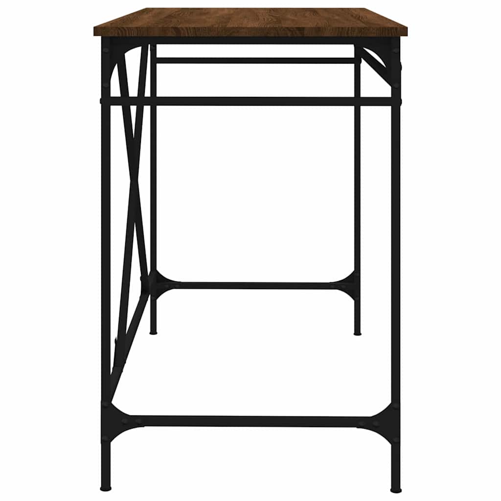 Schreibtisch Räuchereiche 100x50x75 cm Holzwerkstoff und Eisen