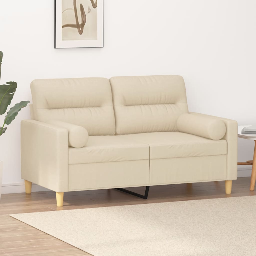 2-Sitzer-Sofa mit Zierkissen Braun 120 cm Stoff