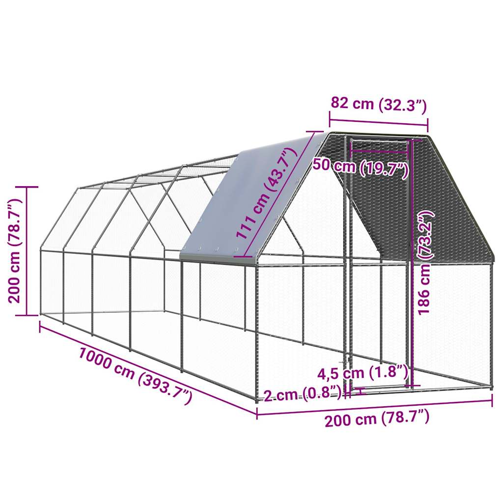 Outdoor-Hühnerkäfig 2x2x2 m Verzinkter Stahl