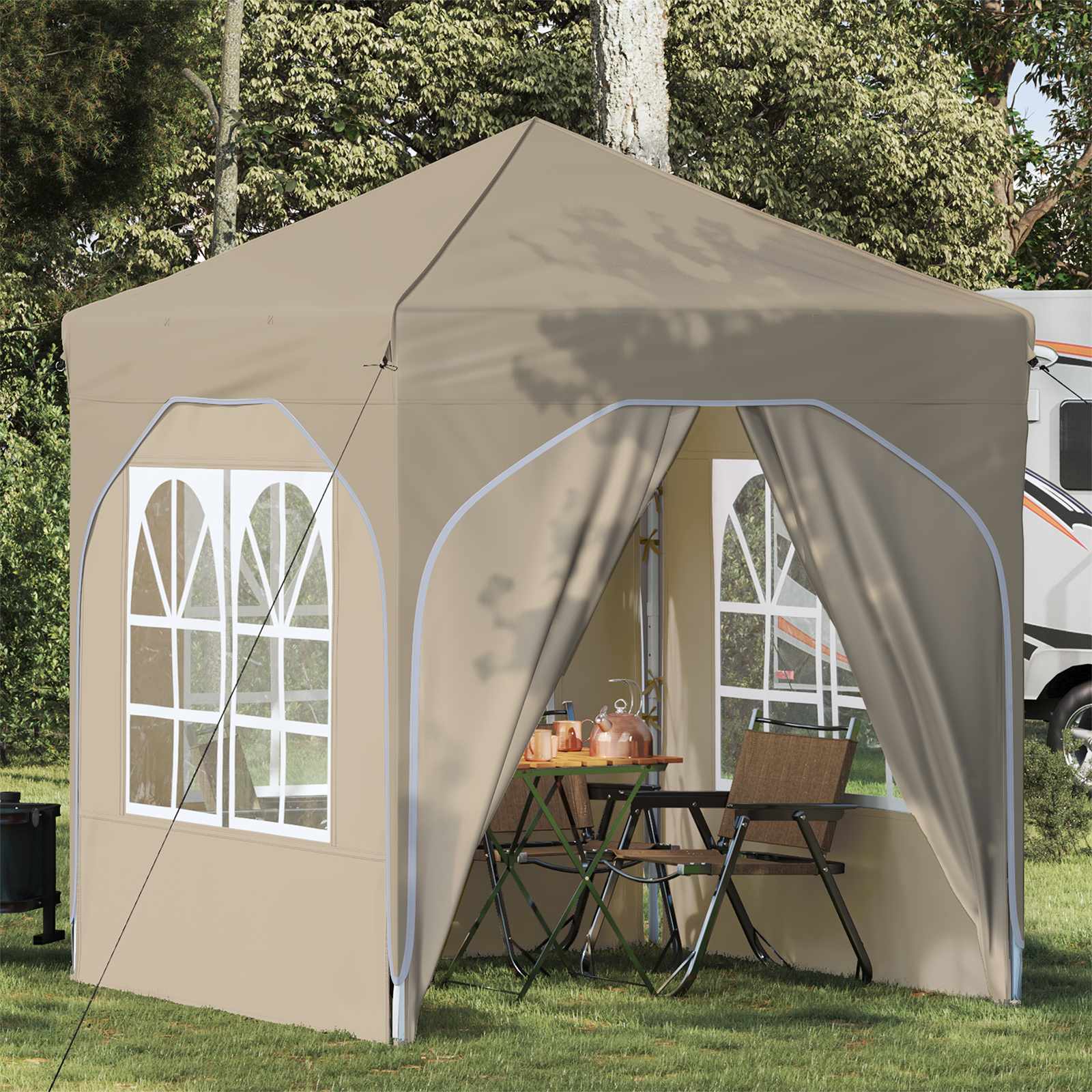 Pop-up Partyzelt 194 x 194 x 245 cm Creme