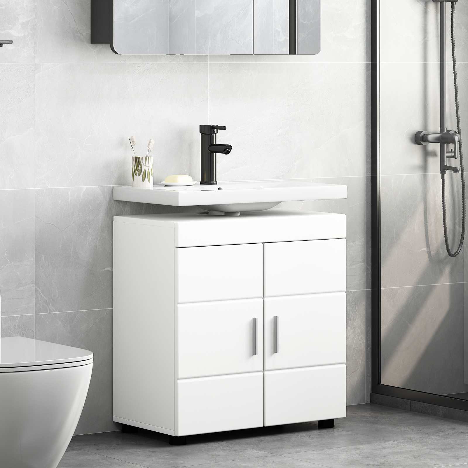Badezimmermöbel-Set TULUM 2 pcs Weiß 60 x 34 x 63 cm
