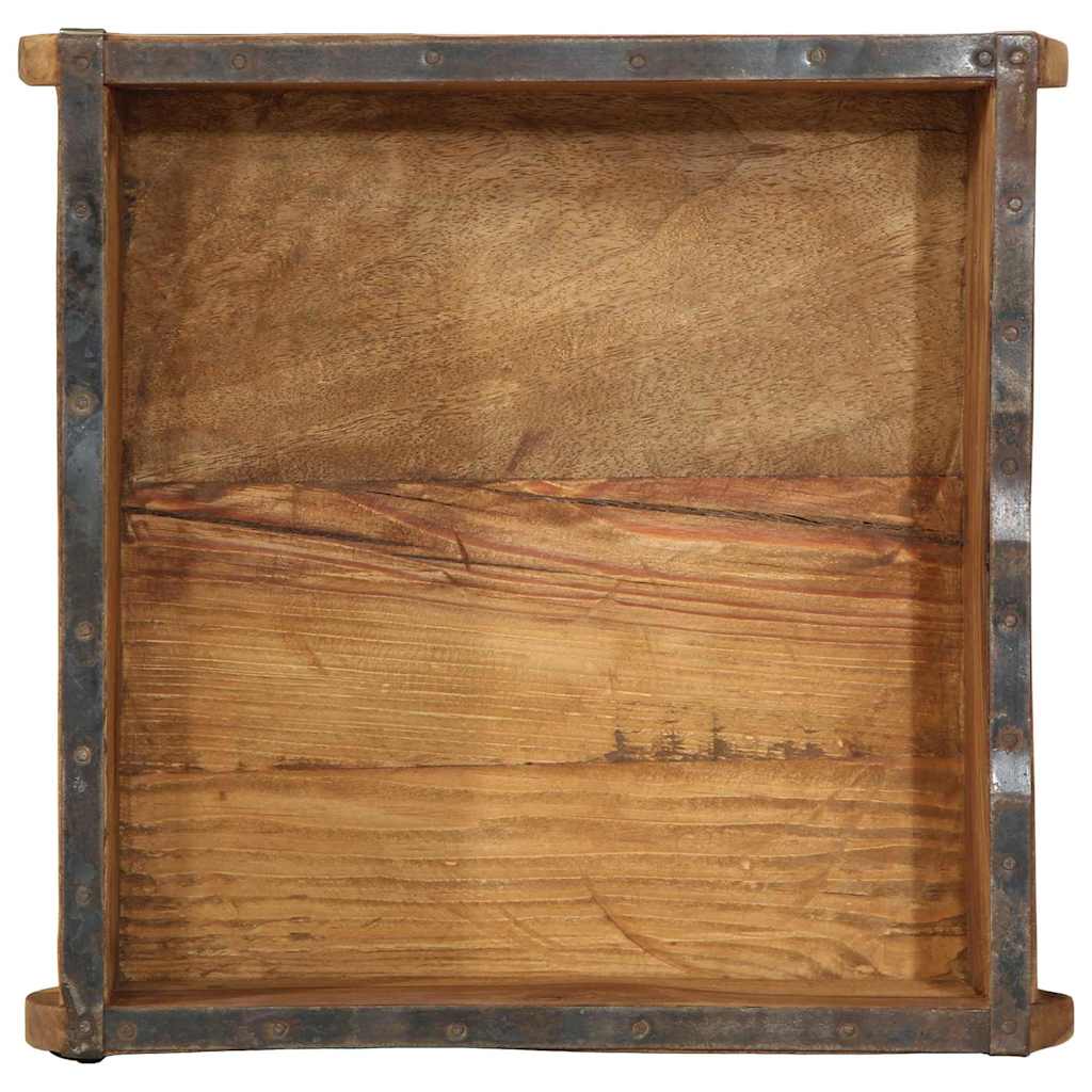 Tablett Braun 30 x 15 x 9 cm Massives upgecyceltes Holz
