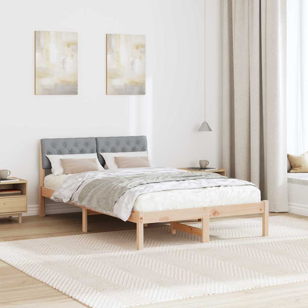 Bettgestell Braun und hellgrau 200 x 200 cm Massivholz Kiefer