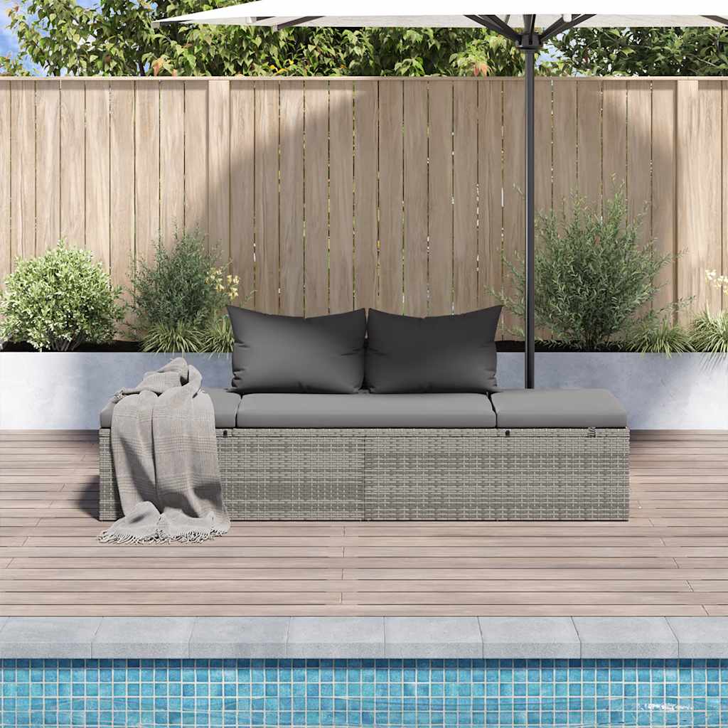 Gartenbett Schwarz 195×60 cm Poly Rattan