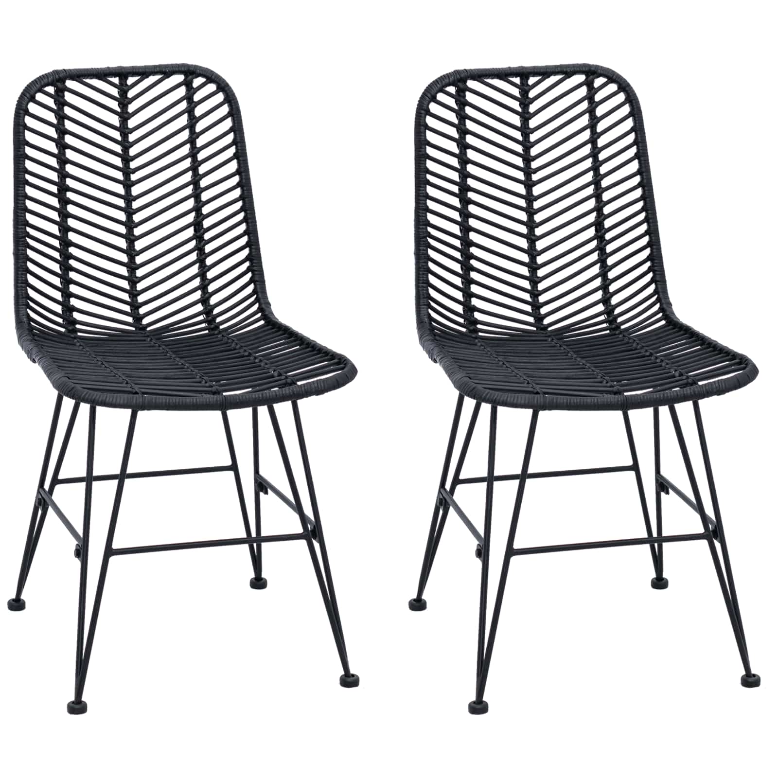 Esszimmerstuhl 2 pcs Rattan und Eisen Natur 44,5 x 54,5 x 85 cm