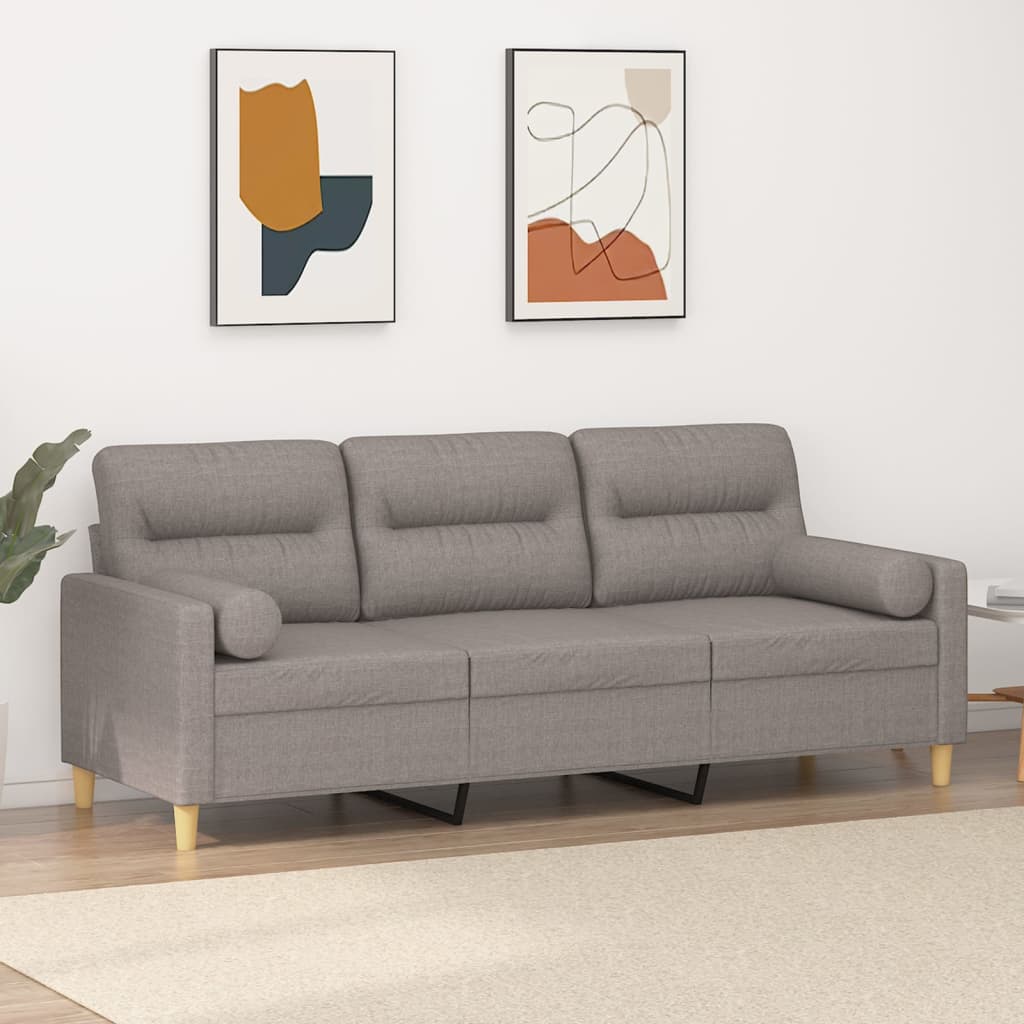 2-Sitzer-Sofa mit Zierkissen Braun 120 cm Stoff