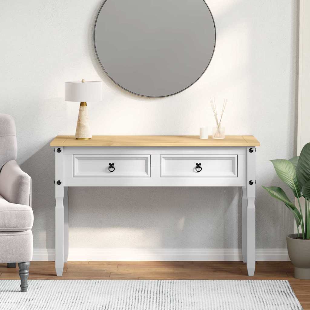 Beistelltisch Corona Weiß 115 x 46 x 73 cm Massives Kiefernholz