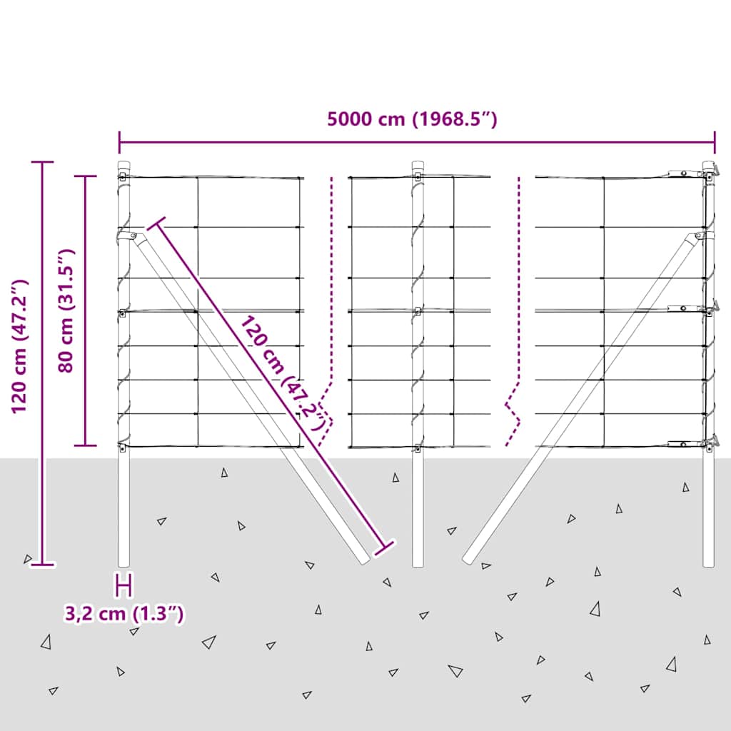 Ground Fix Geschweißter Drahtzaun 25 x 0,8 m Silber Netz