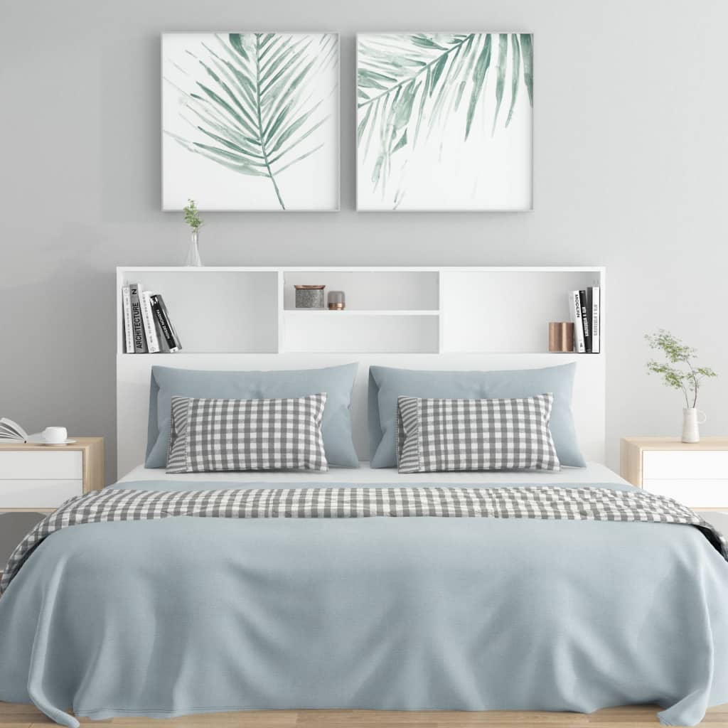 Bett-Kopfteil mit Ablagen Weiß 100x19x103,5 cm