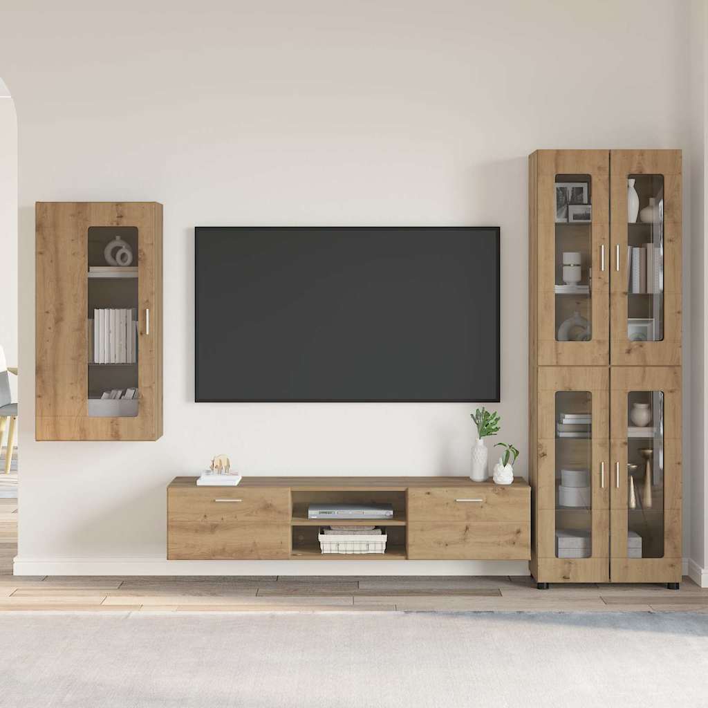 Highboard mit Regal FLORIN Weiß 60 x 35 x 182 cm Holzwerkstoff