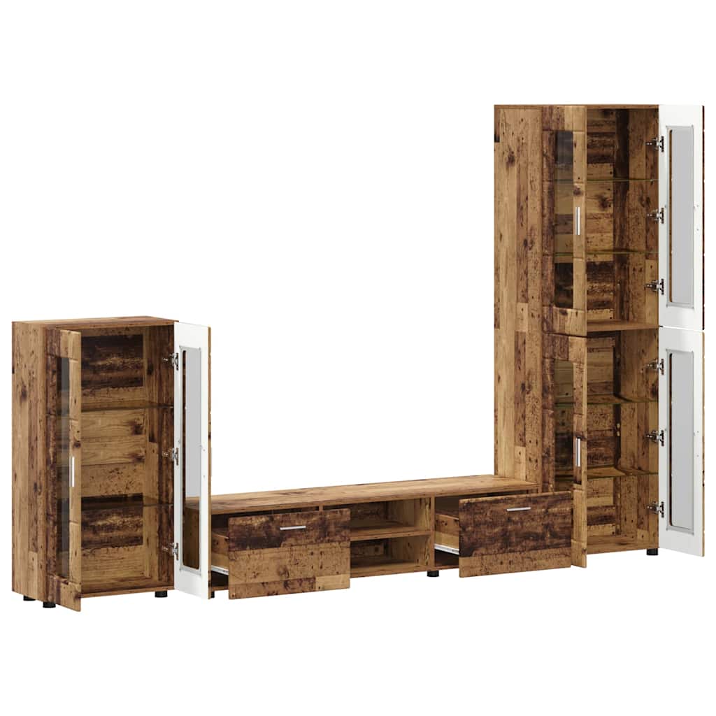 Highboard mit Regal FLORIN Weiß 60 x 35 x 182 cm Holzwerkstoff