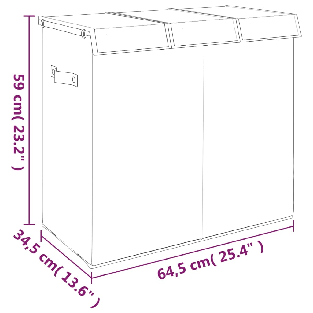 Faltbarer Wäschekorb Grau 26 x 34,5 x 59,5cm Leinenimitat Stoff