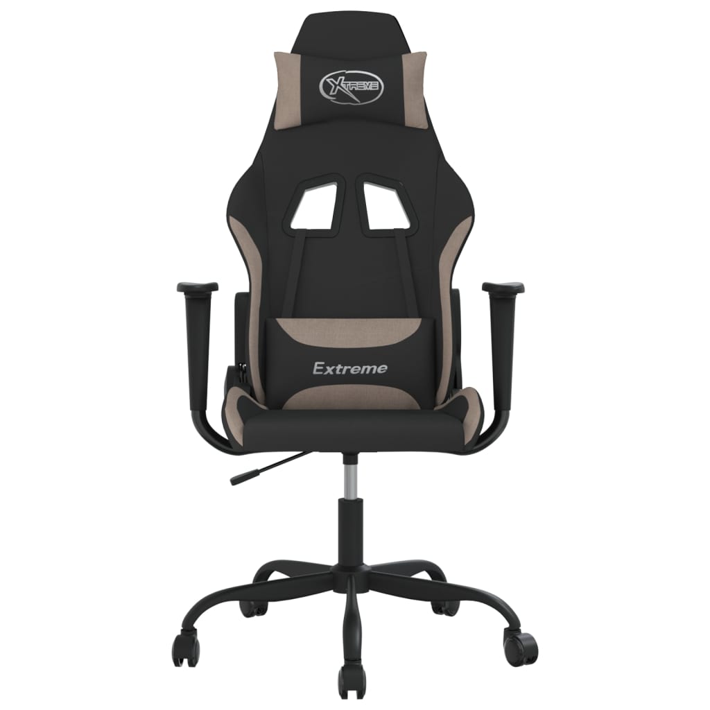 Gaming-Stuhl mit Massagefunktion Schwarz und Creme Stoff