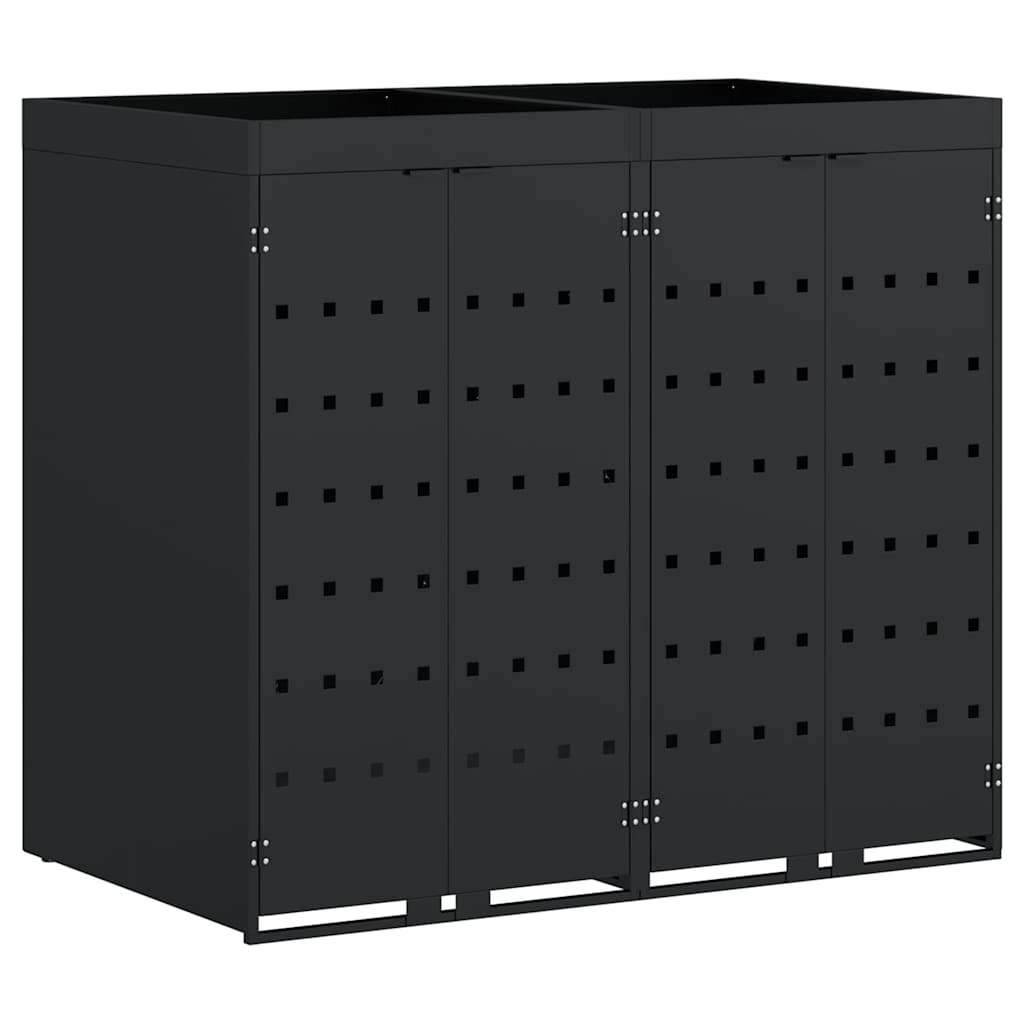 Mülltonnenbox für 2 Tonnen Schwarz 138x79x117 cm Stahl