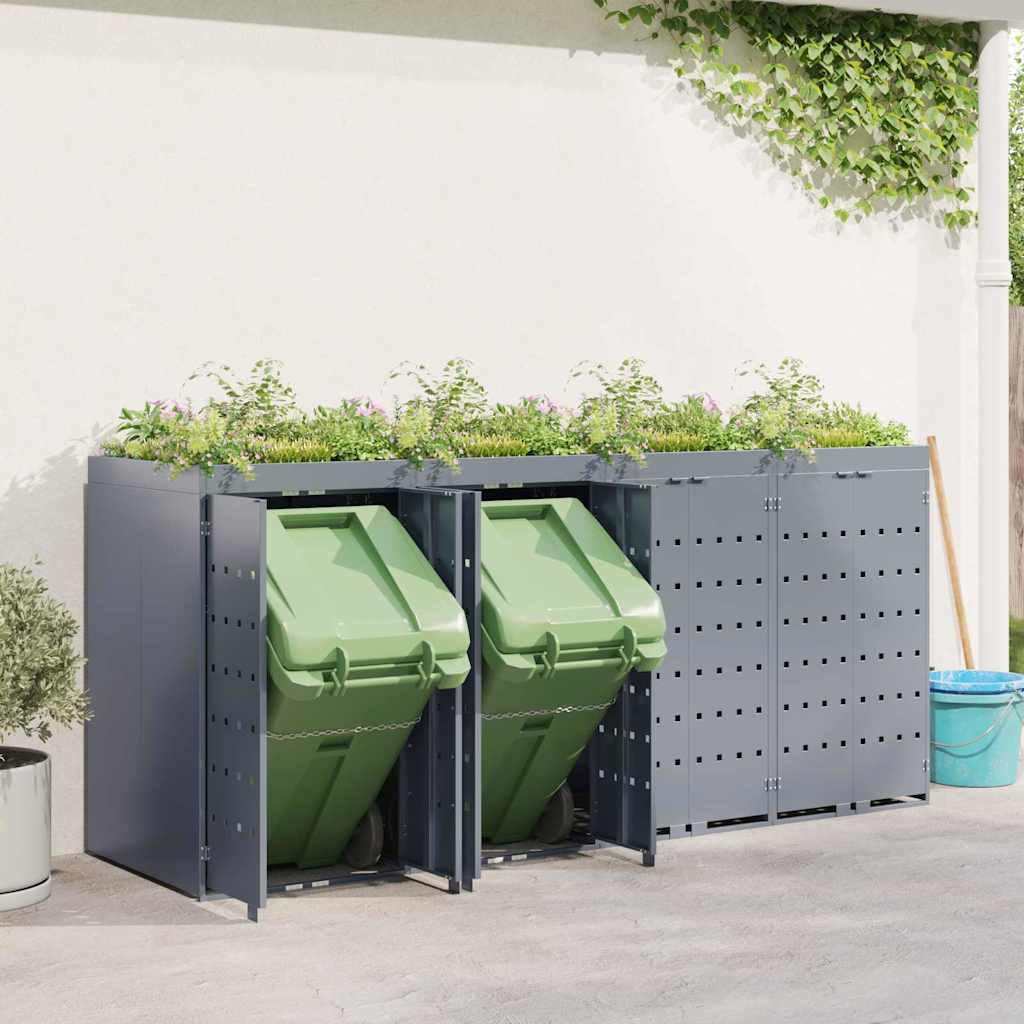 Mülltonnenbox für 2 Tonnen Schwarz 138x79x117 cm Stahl
