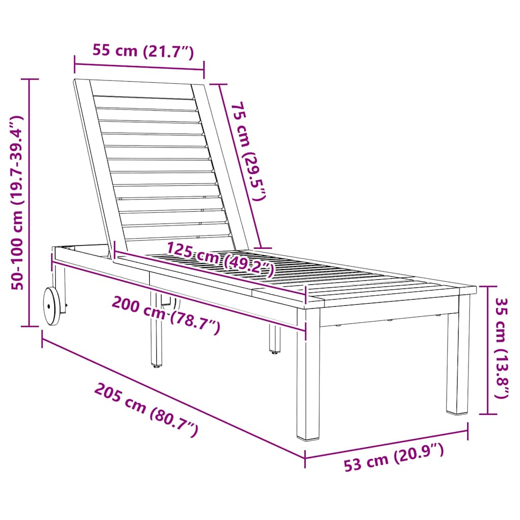 Liege 3 pcs Braun Massives Akazienholz und Edelstahl