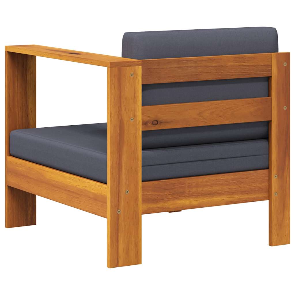 2-tlg. Garten-Lounge-Set mit Cremeweißen Kissen Akazienholz