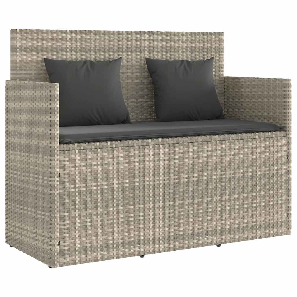 Gartenbank mit Kissen Schwarz Poly Rattan