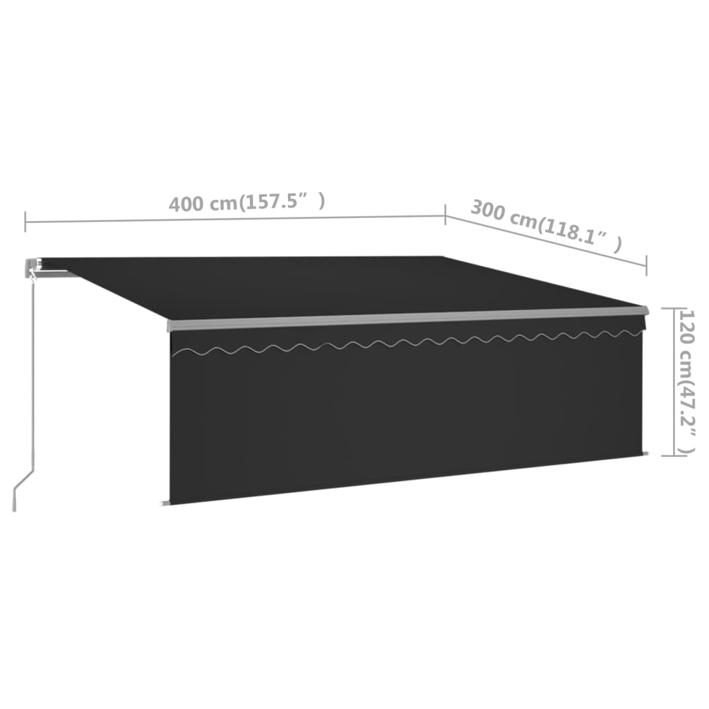 Markise Manuell Einziehbar mit Rollo 3x2,5 m Creme