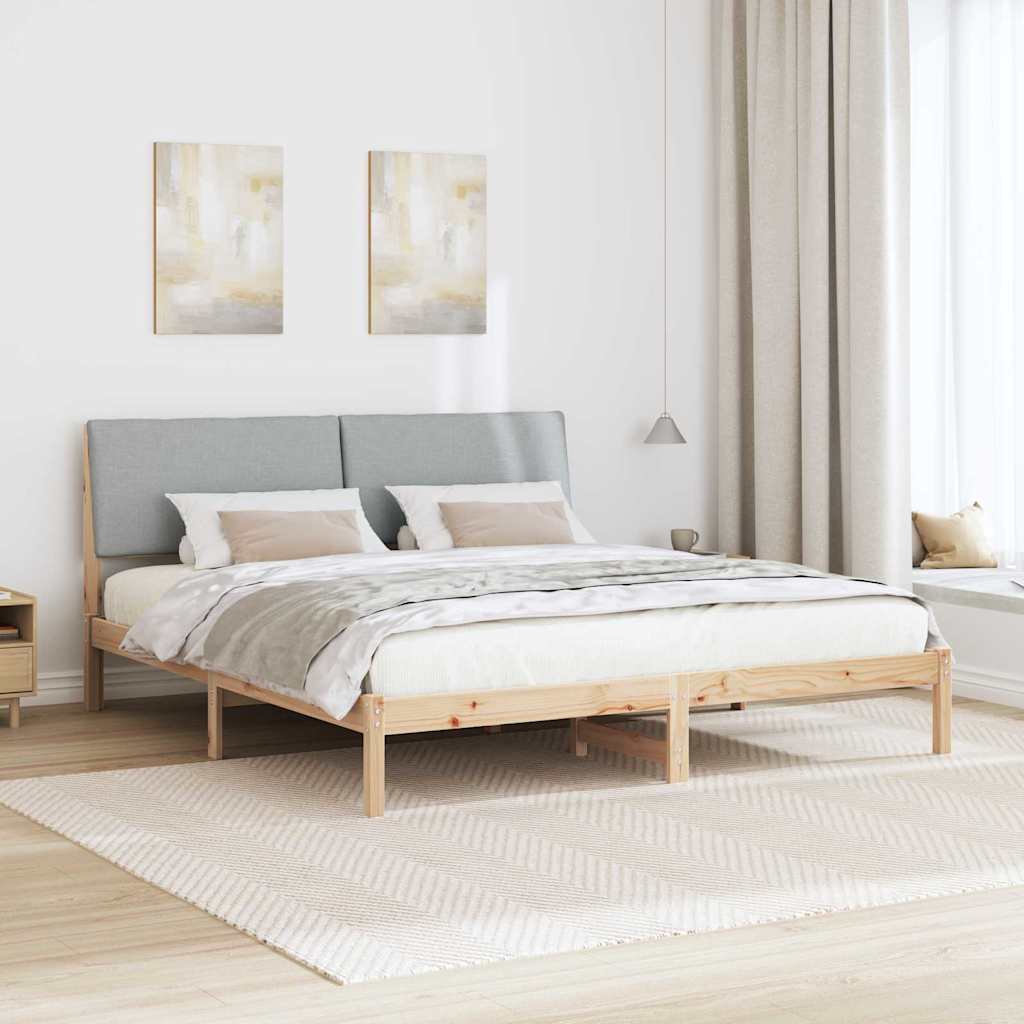 Bettgestell Braun und hellgrau 200 x 200 cm Massivholz Kiefer