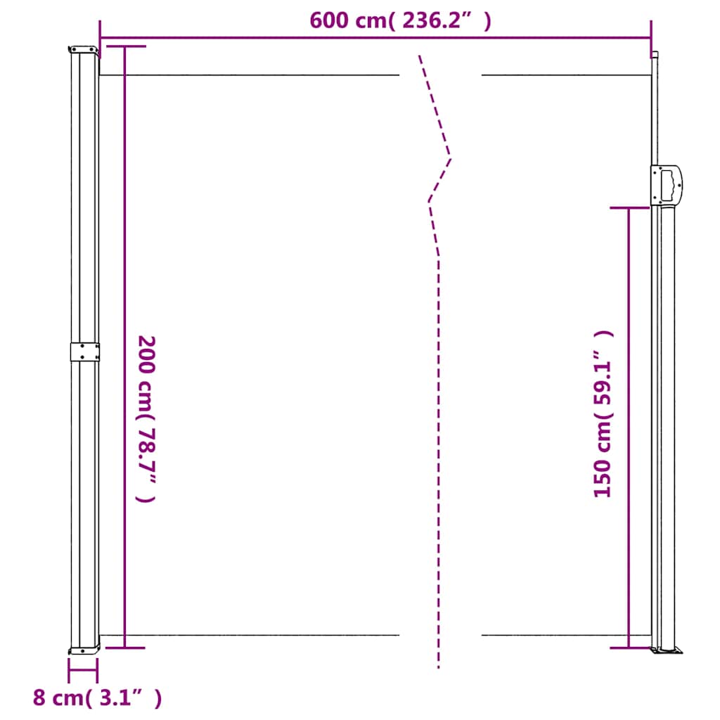 Seitenmarkise Ausziehbar Schwarz 100x300 cm
