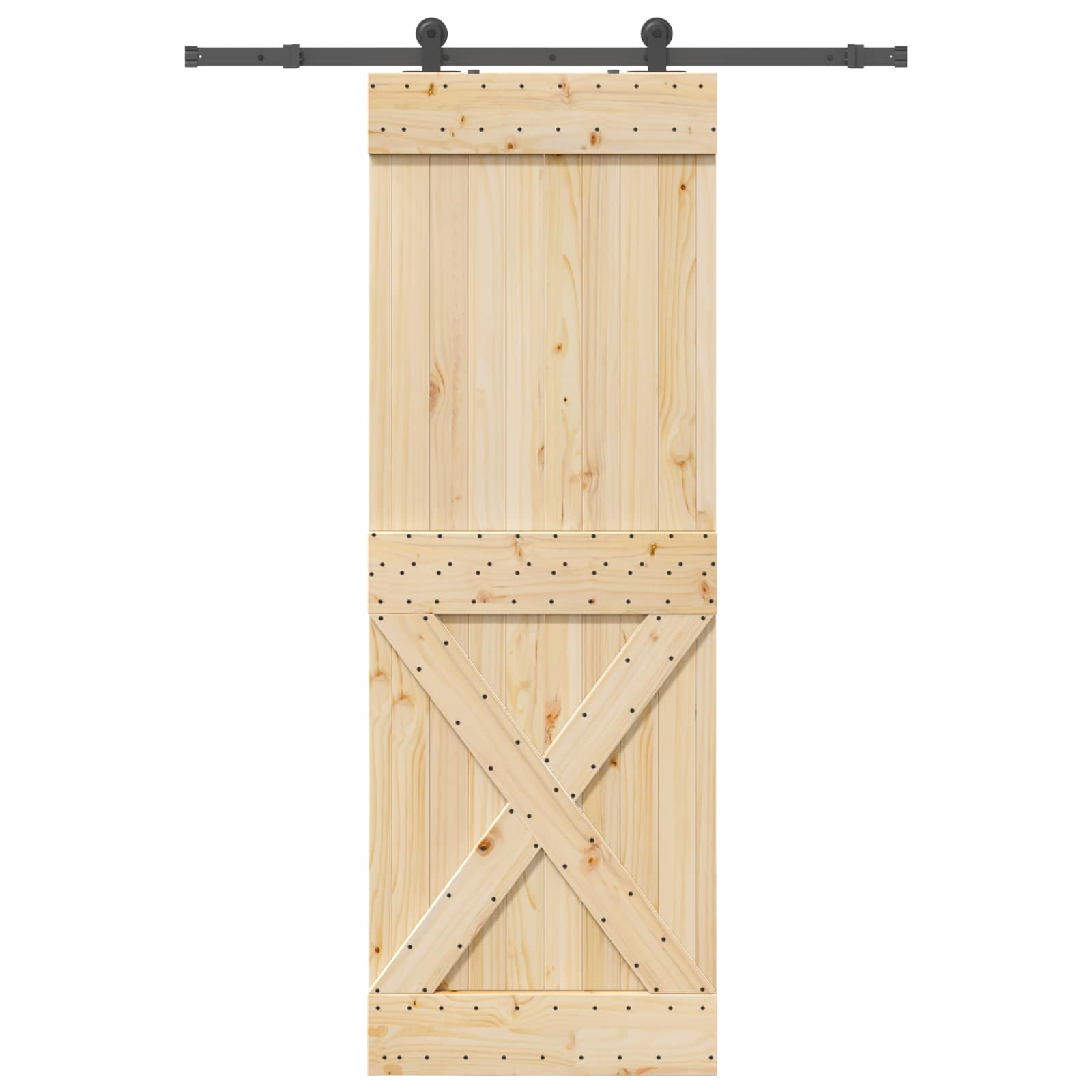 Schiebetür NARVIK Natürlich und Schwarz 70 x 210 cm (213,5 cm)