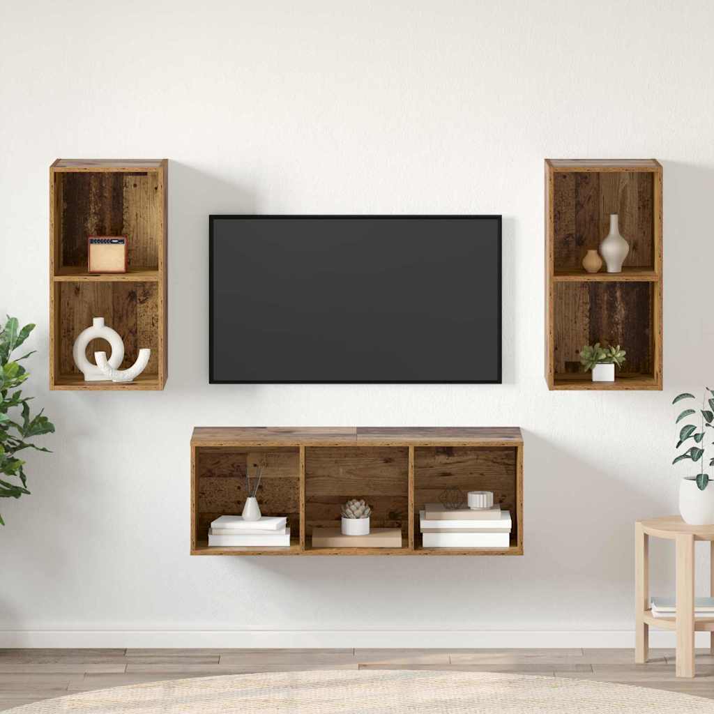 3-tlg. TV-Schrank-Set Weiß Holzwerkstoff