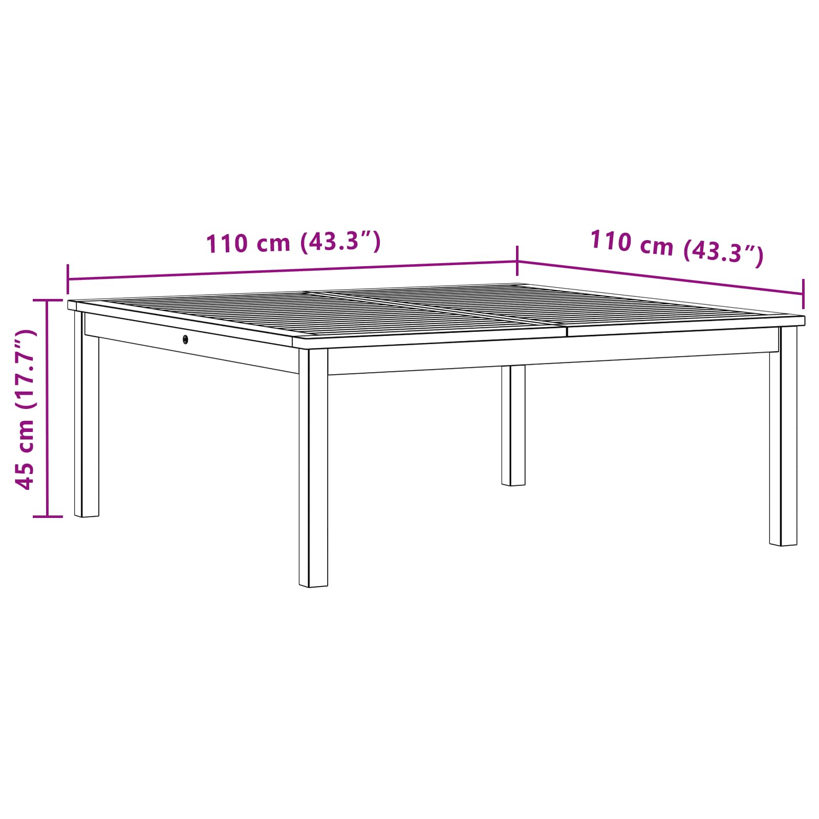 Couchtisch Helles Akazienholz 45 x 45 x 36 cm Massivholz Akazie
