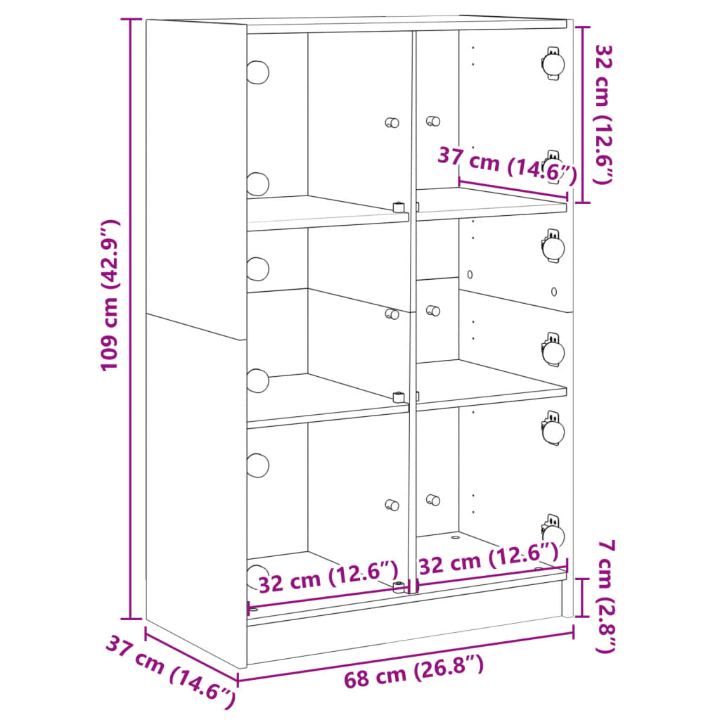 Bücherregal mit Türen Weiß 136x37x109 cm Holzwerkstoff