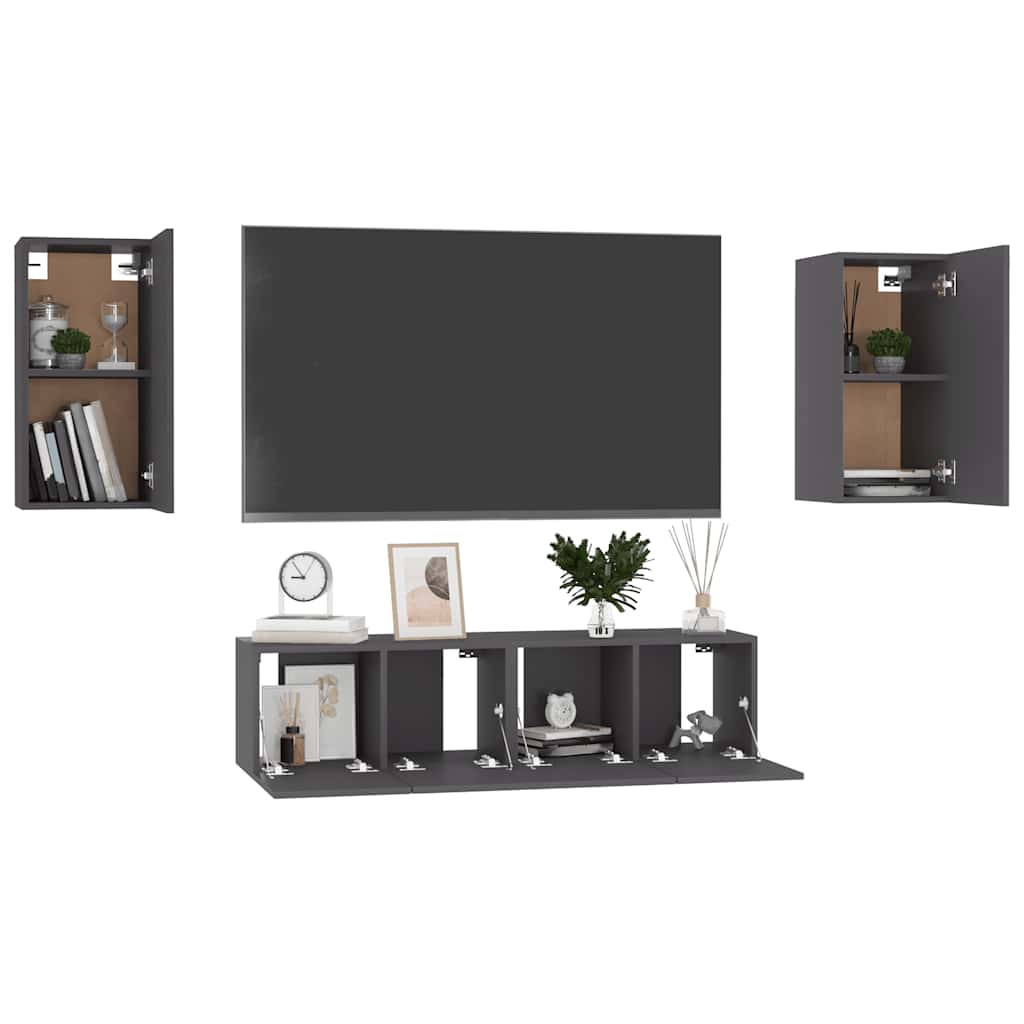 4-tlg. TV-Schrank-Set Weiß Holzwerkstoff