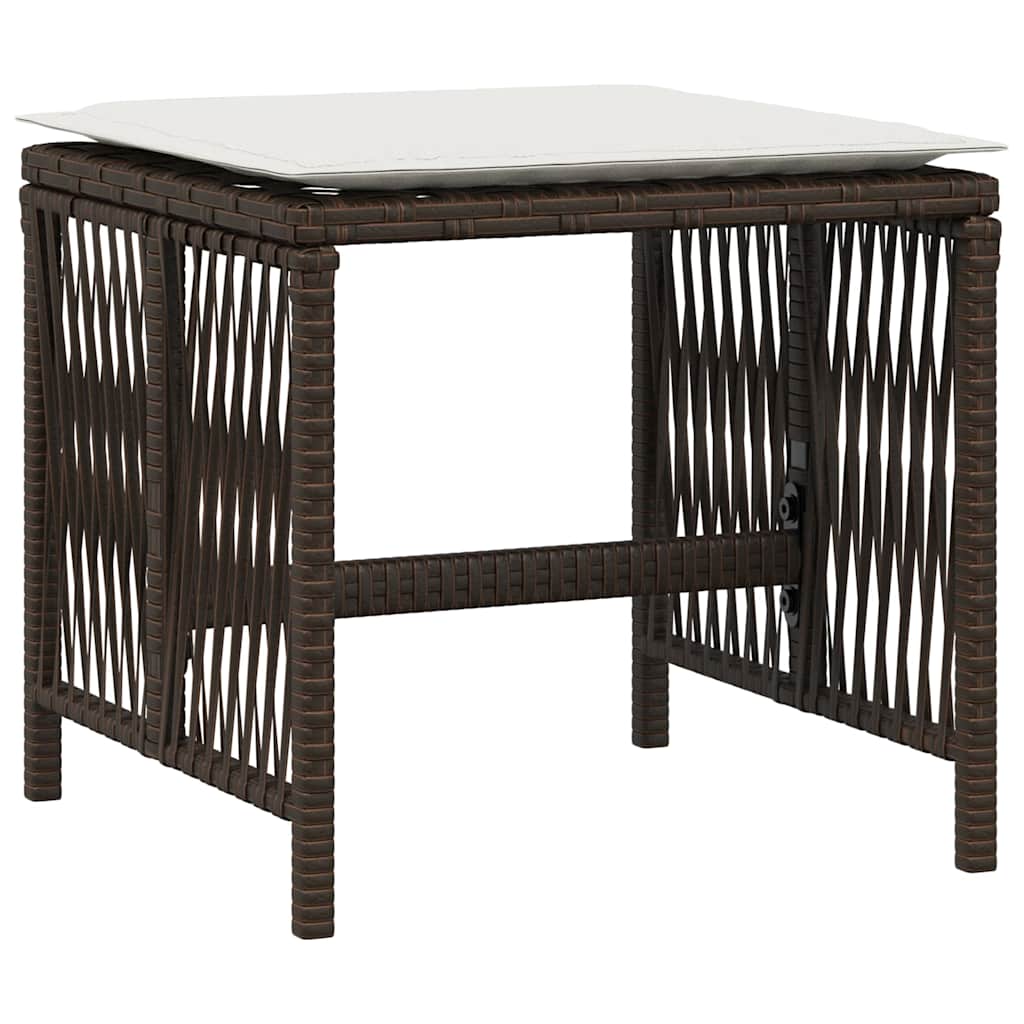 Gartenhocker mit Kissen 4 Stk. Schwarz 41x41x36 cm Poly Rattan