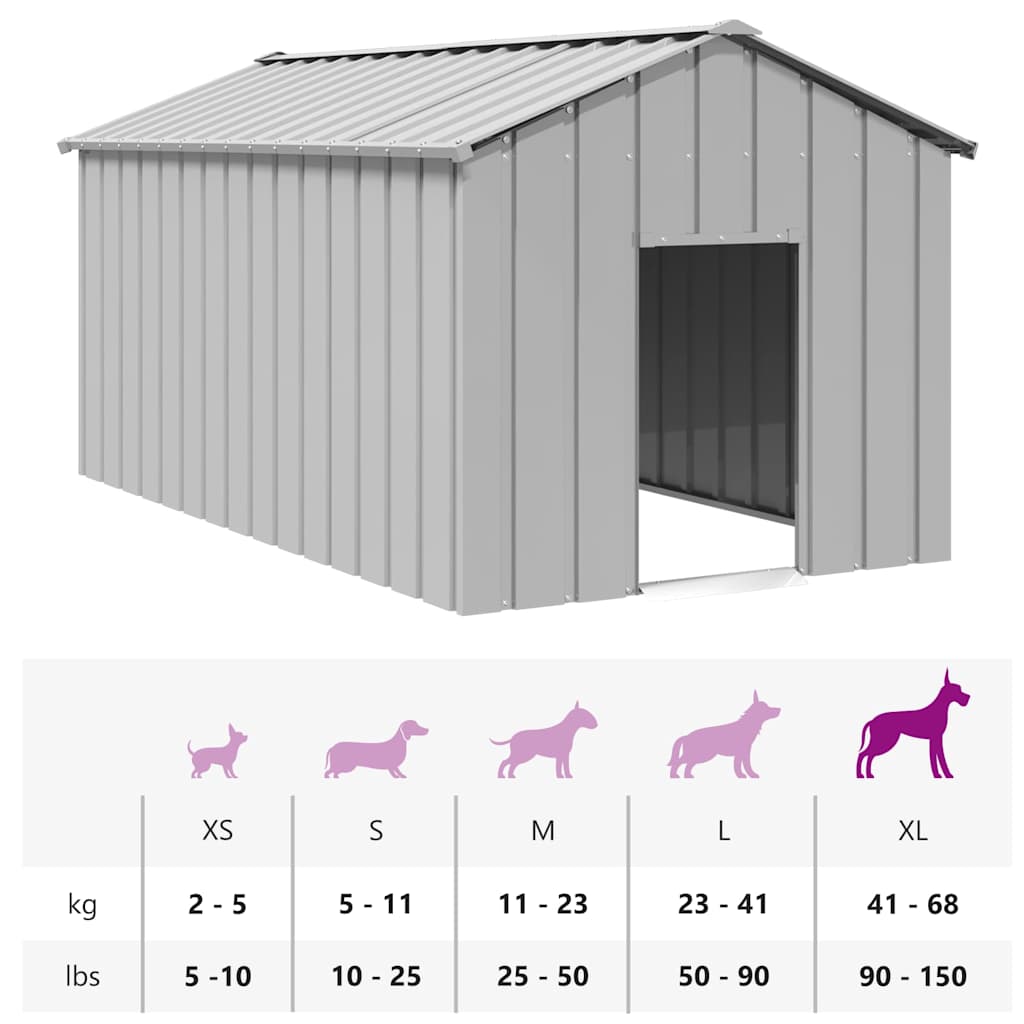 Hundehütte mit Dach 131x101x102 cm Verzinkter Stahl
