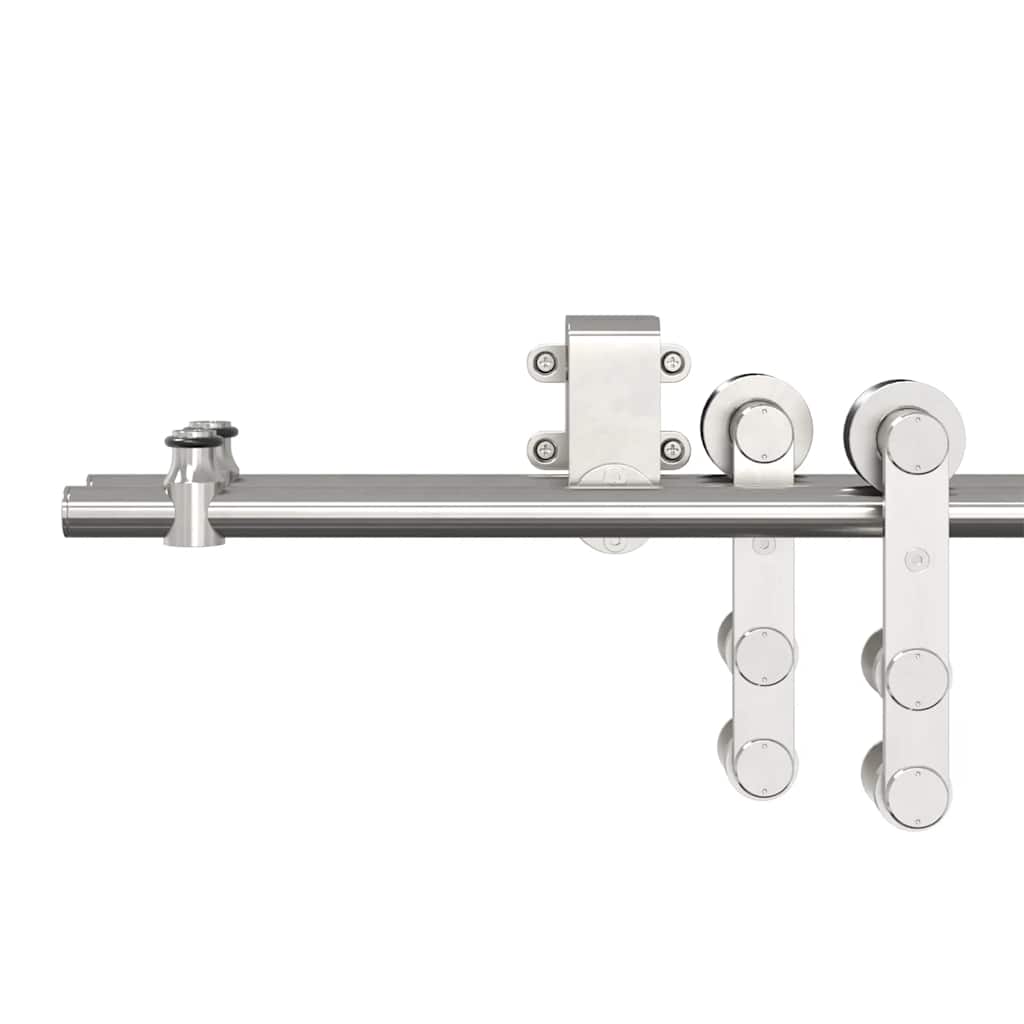 Schiebetür-Beschlagsatz 200 cm Edelstahl Silbern