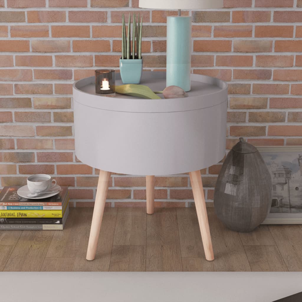 Beistelltisch mit Serviertablett rund 39,5x44,5 cm weiß