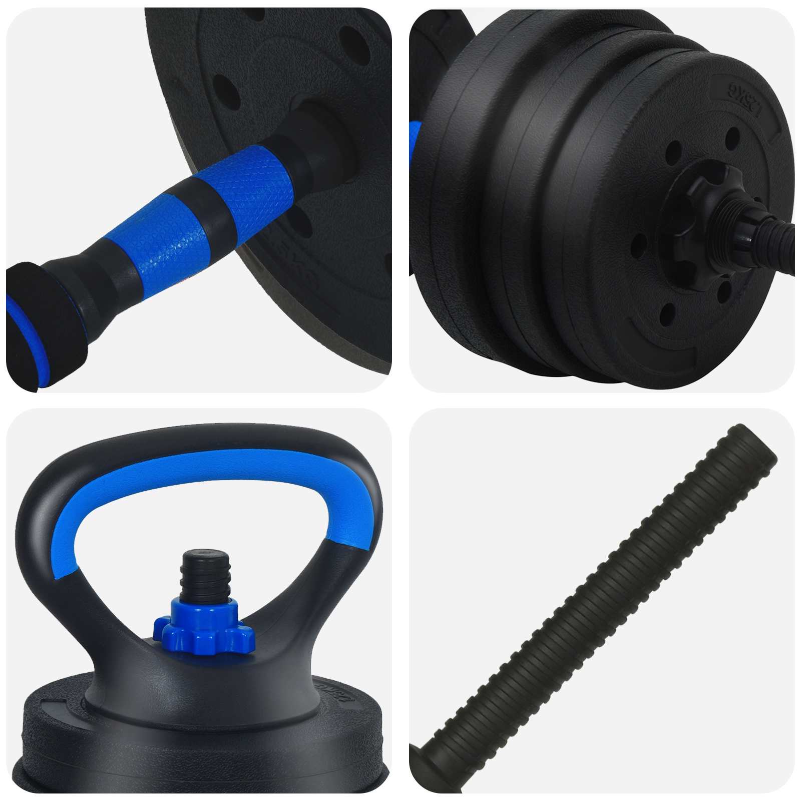 2-in-1 Hantelset 40kg Schwarz und Rot Zement und Eisensand