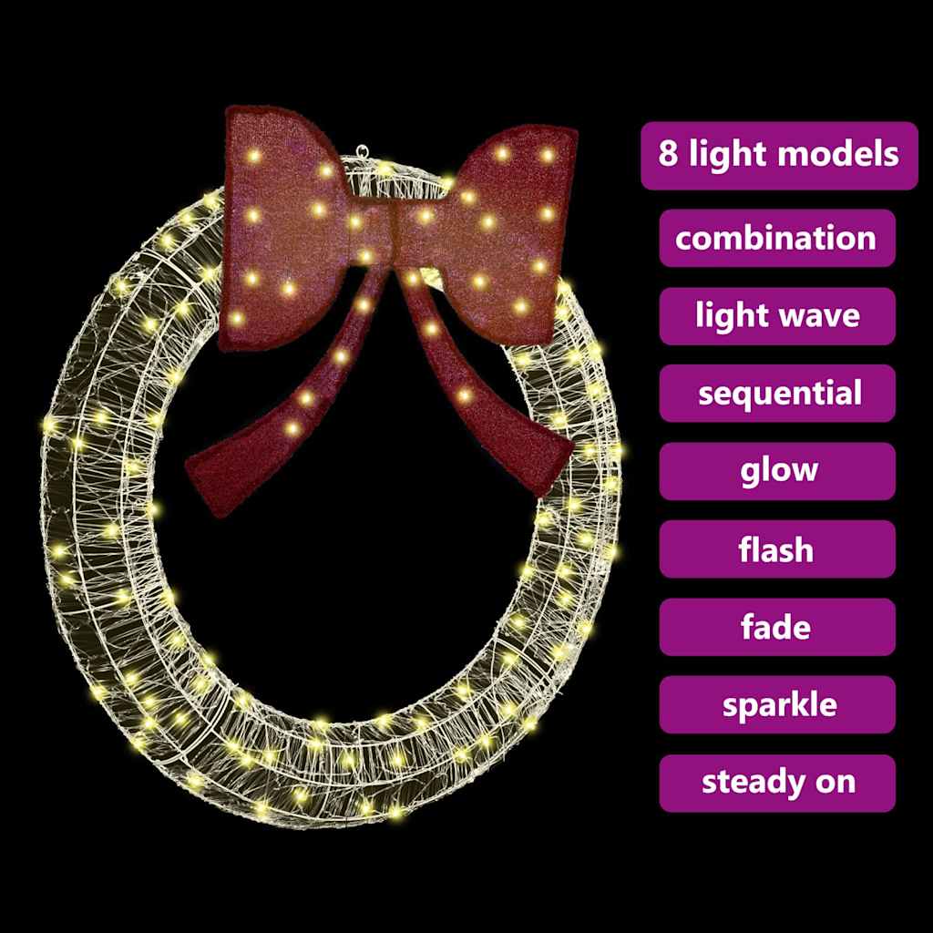 Kranz mit 60 LEDs Warmweiß 76 x 76 x 8,5 cm Acryl
