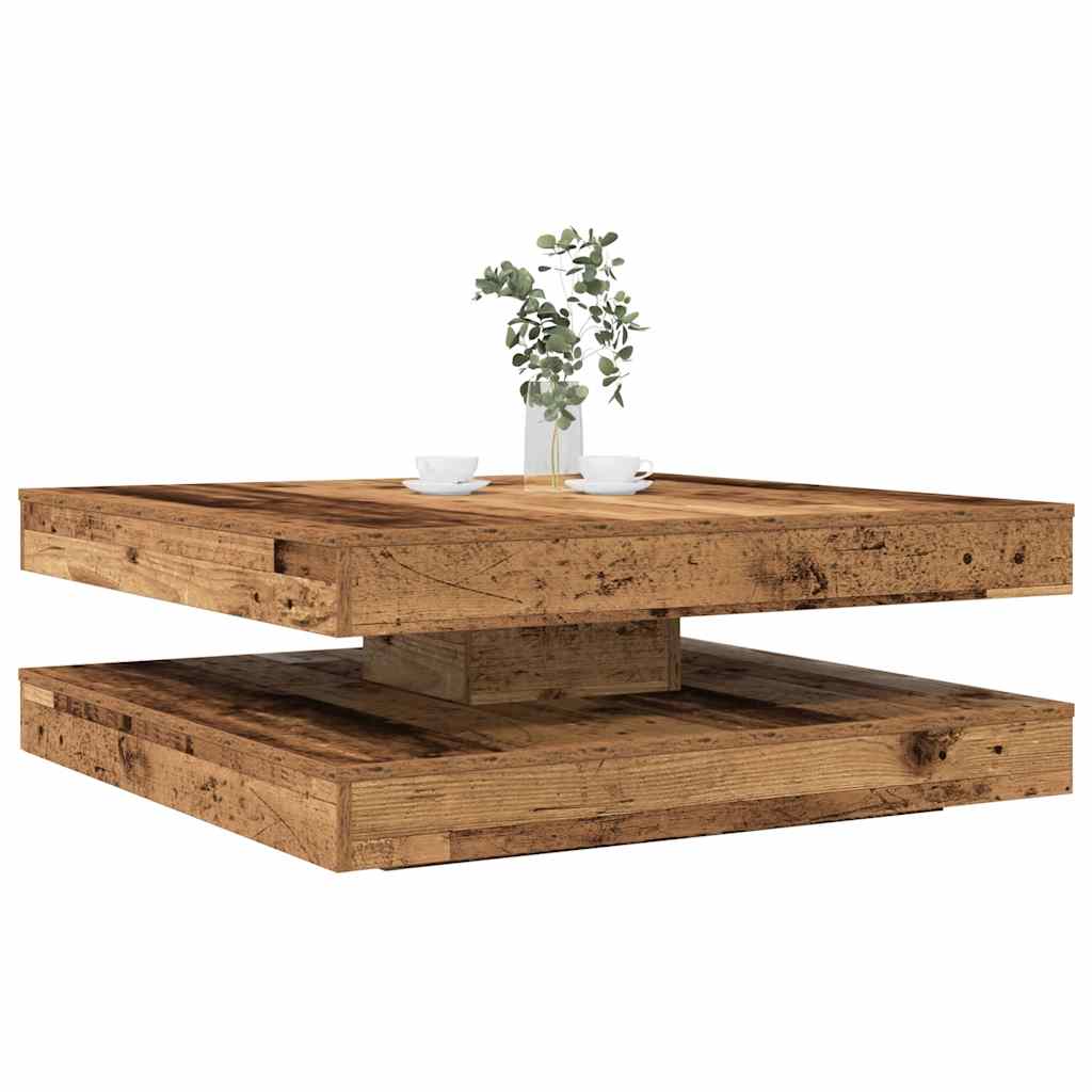 Couchtisch 360-Grad Drehbar Weiß 90x90x34,5 cm