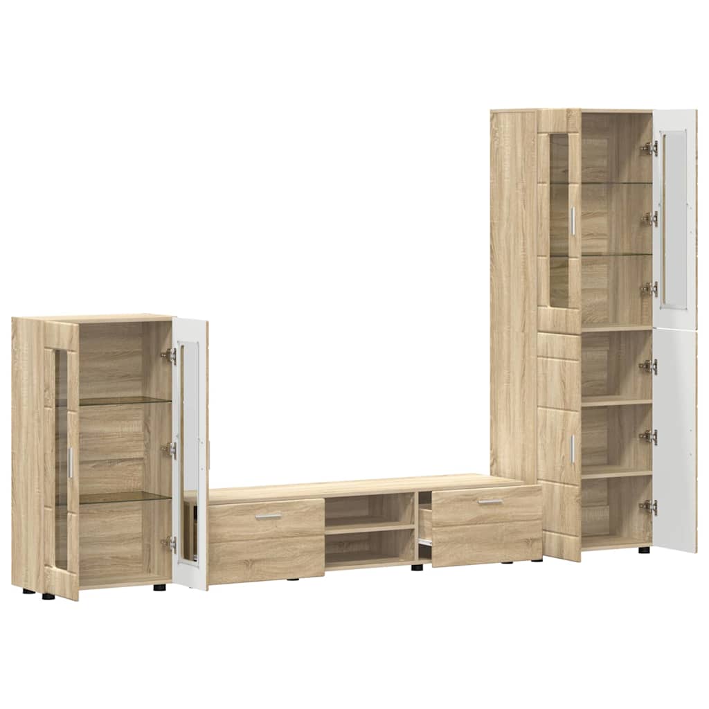 Highboard mit Regal FLORIN Weiß 60 x 35 x 182 cm Holzwerkstoff